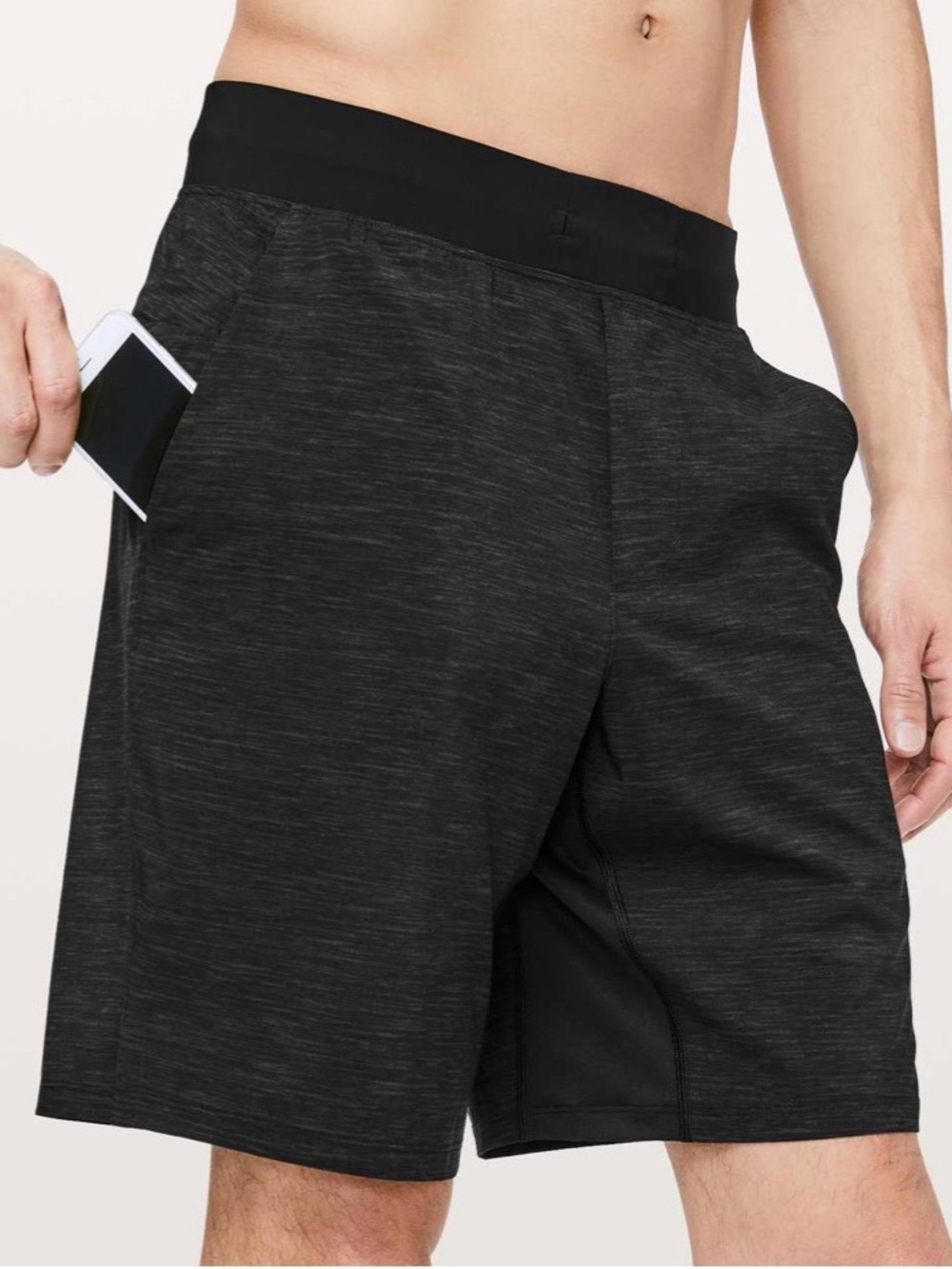 lululemon athletica Men's Heathered Deep Coal Black Athletic Shorts